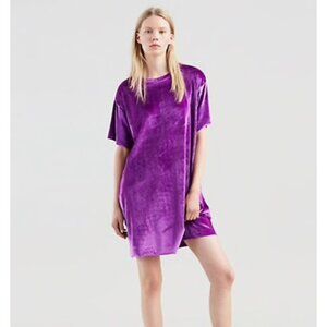 Levi's Line 8 Velour Crushed Velvet T-Shirt Mini Dress